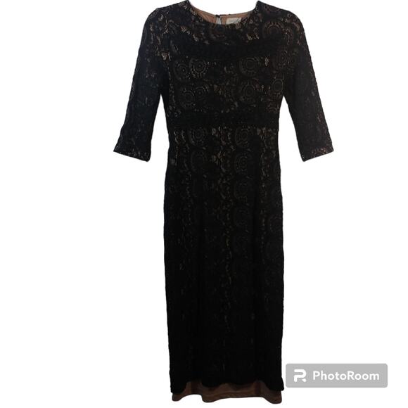 Roolee Dresses & Skirts - Roolee Black Lace Nude Sheath Dress Event Size XS